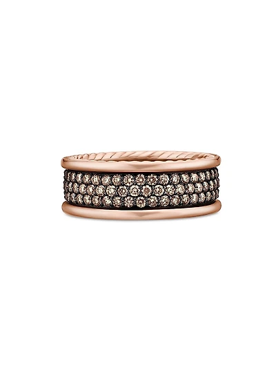 Streamline Three Row Band Ring 18K Rose Gold