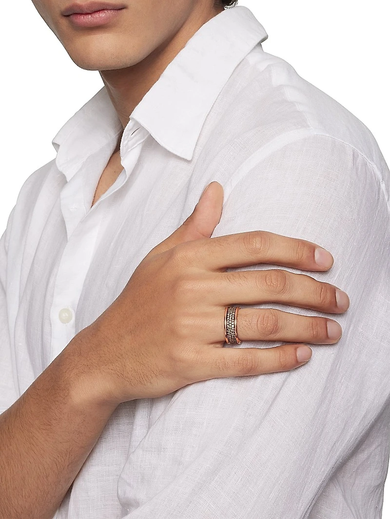 Streamline Three Row Band Ring 18K Rose Gold
