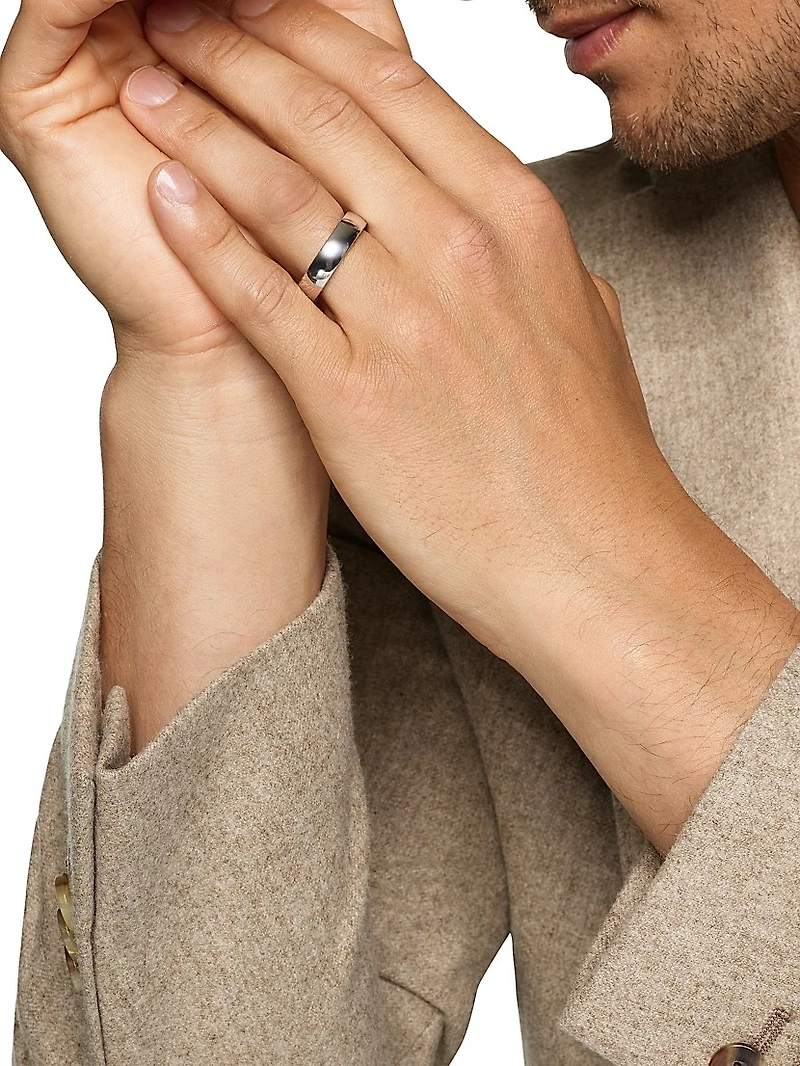 Streamline Band Ring 18K White Gold, 6mm