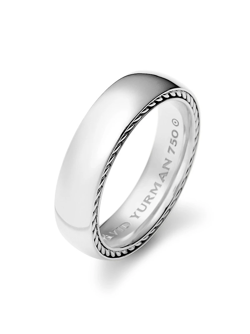 Streamline Band Ring 18K White Gold, 6mm