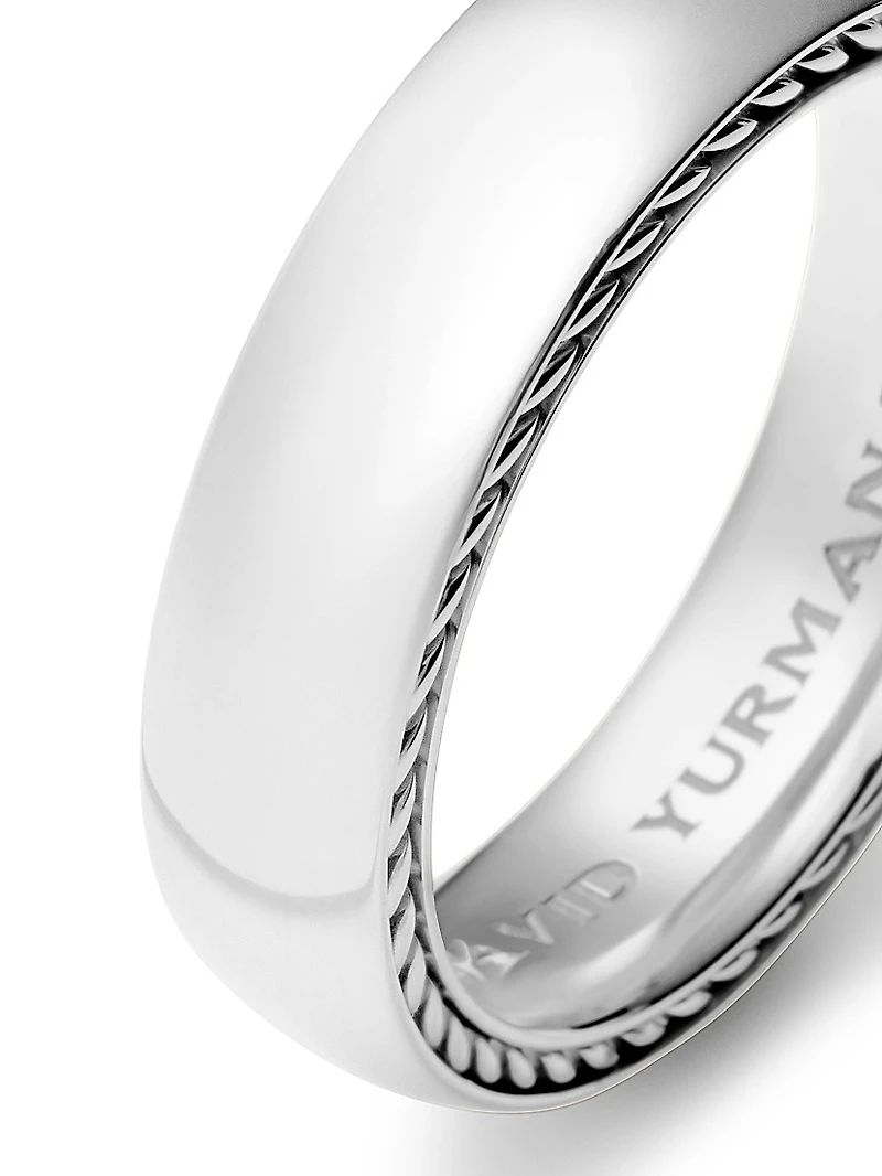 Streamline Band Ring 18K White Gold, 6mm