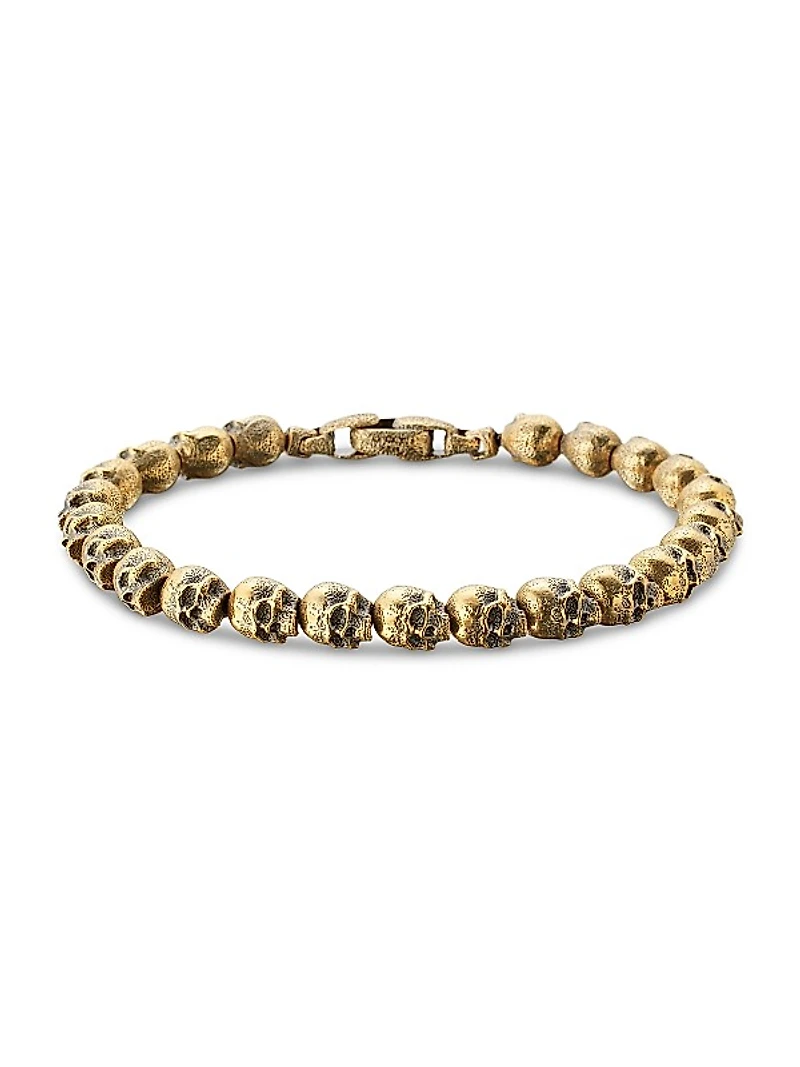 Memento Mori Skull Bead Bracelet In 18K Yellow Gold