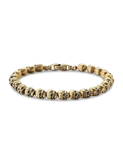 Memento Mori Skull Bead Bracelet In 18K Yellow Gold