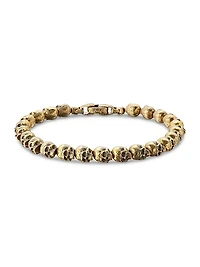 Memento Mori Skull Bead Bracelet In 18K Yellow Gold