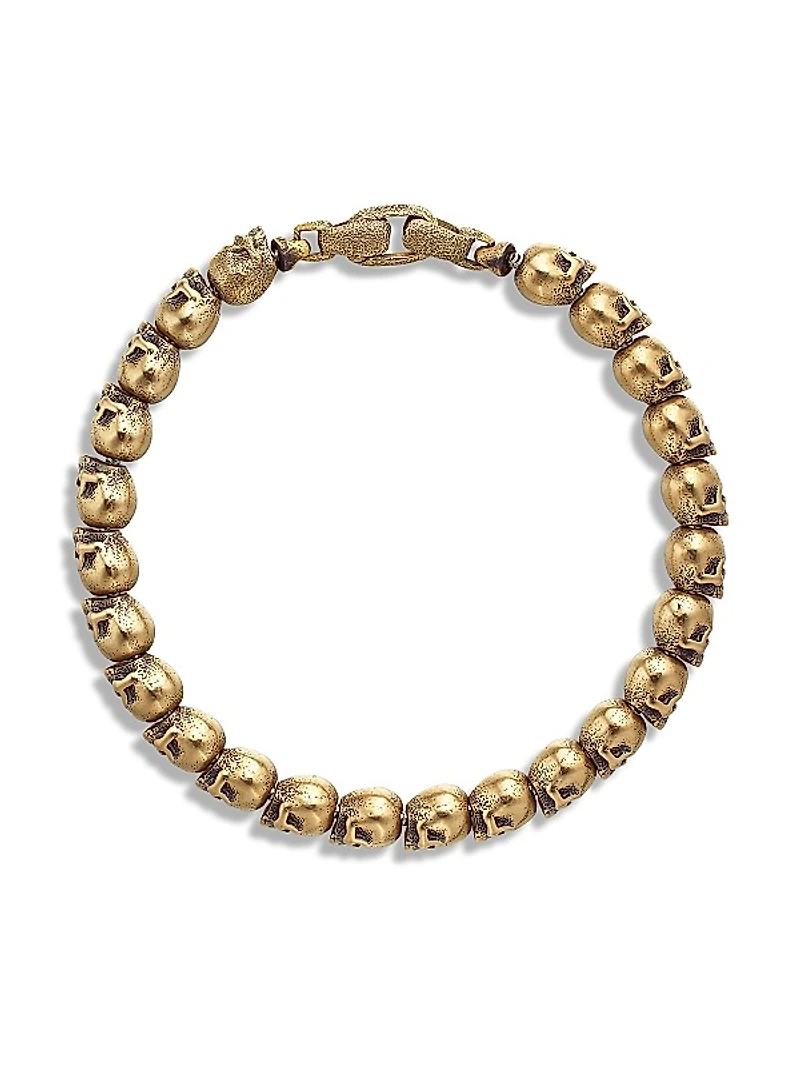Memento Mori Skull Bead Bracelet In 18K Yellow Gold