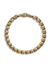 Memento Mori Skull Bead Bracelet In 18K Yellow Gold
