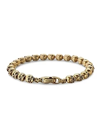 Memento Mori Skull Bead Bracelet In 18K Yellow Gold