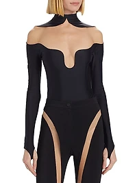 Illusion Mesh-Paneled Bodysuit