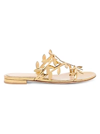 Flavia Metallic Leather Flat Sandals