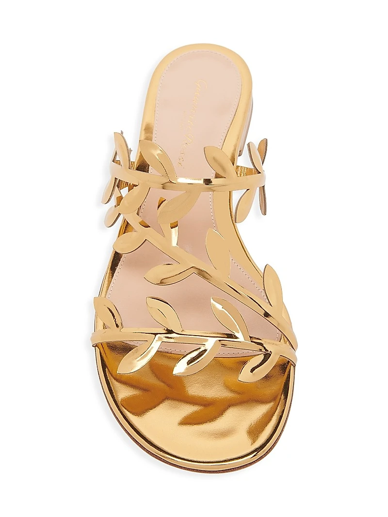Flavia Metallic Leather Flat Sandals