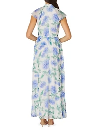 Astreri Floral Cap-Sleeve Maxi Dress
