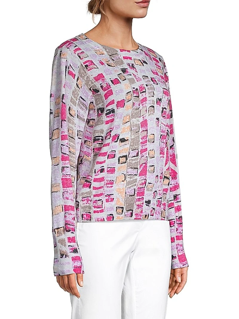 Geometric Mosaic Cotton-Blend Sweater