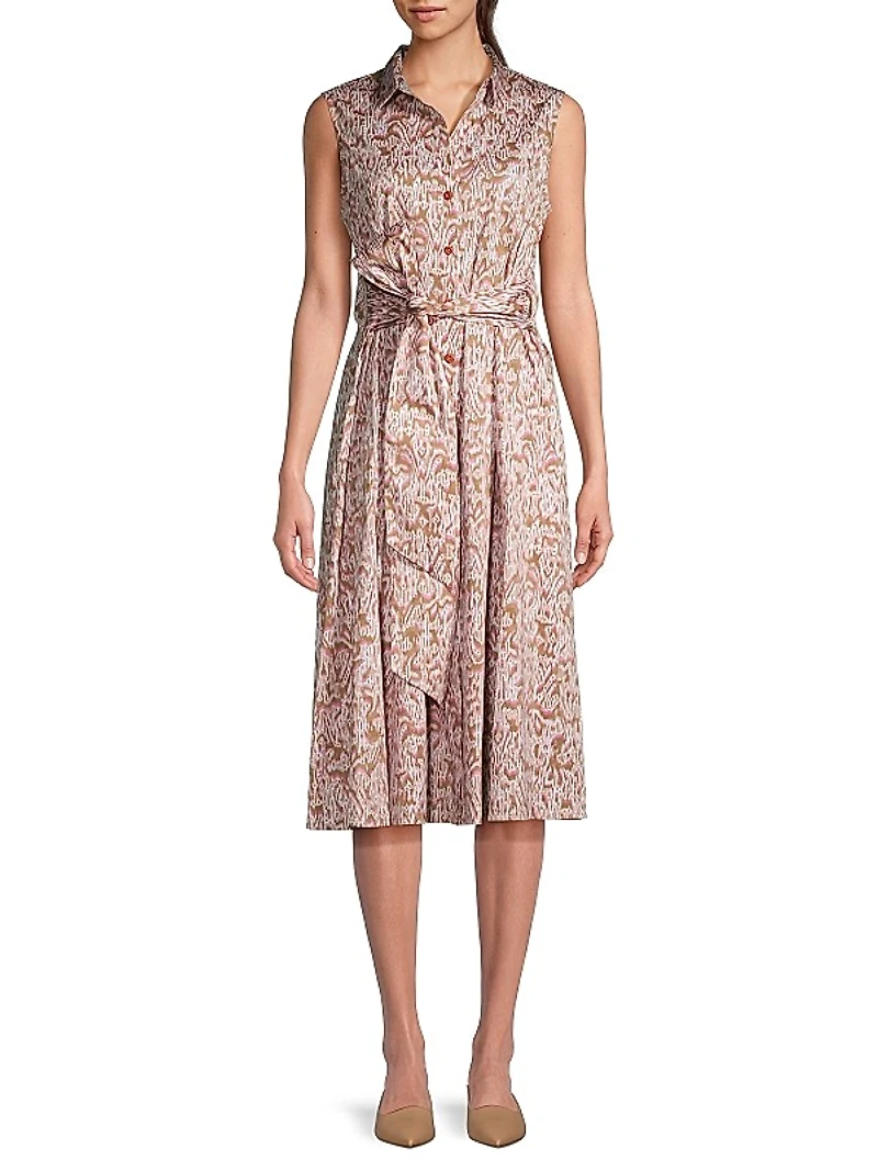 Abstract Animal Sleeveless Shirtdress