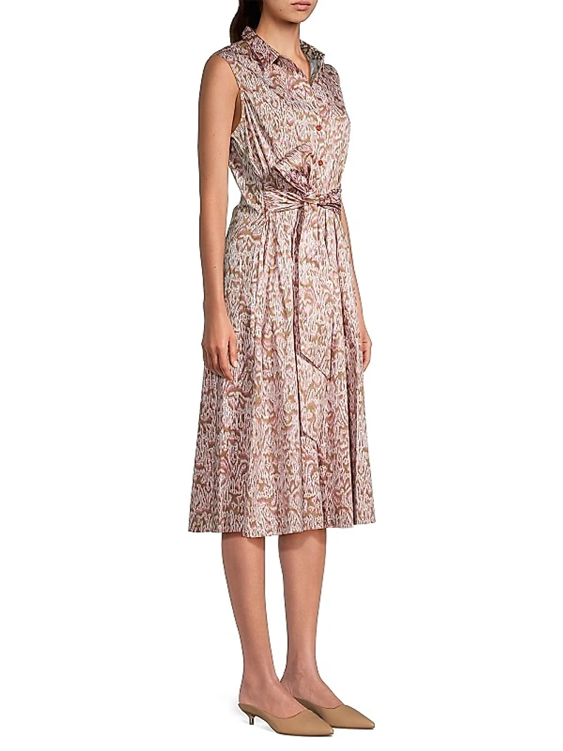 Abstract Animal Sleeveless Shirtdress