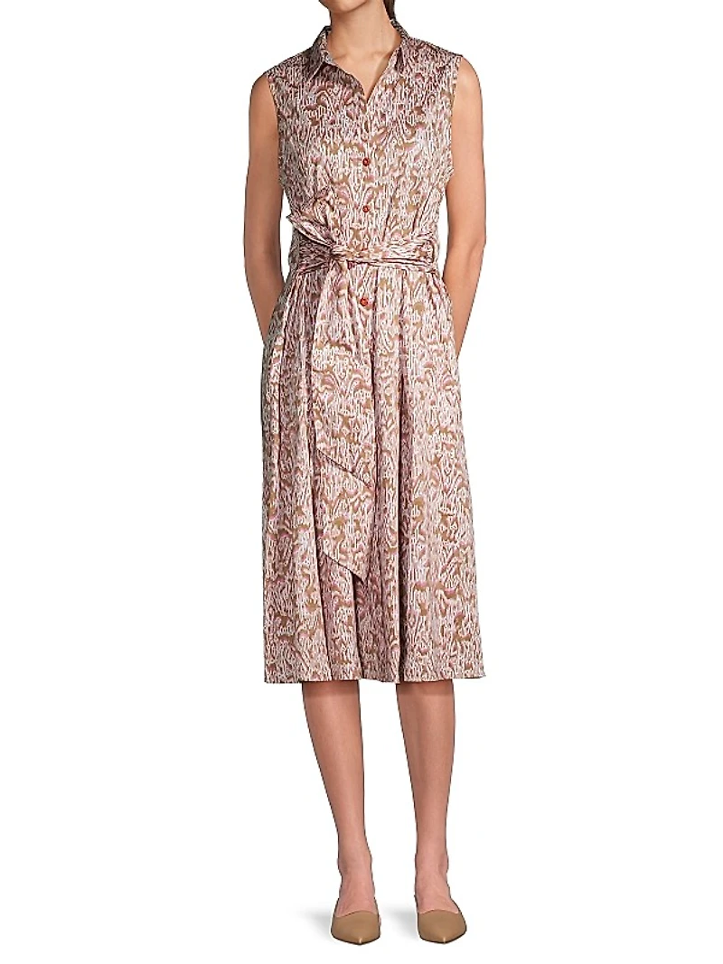 Abstract Animal Sleeveless Shirtdress