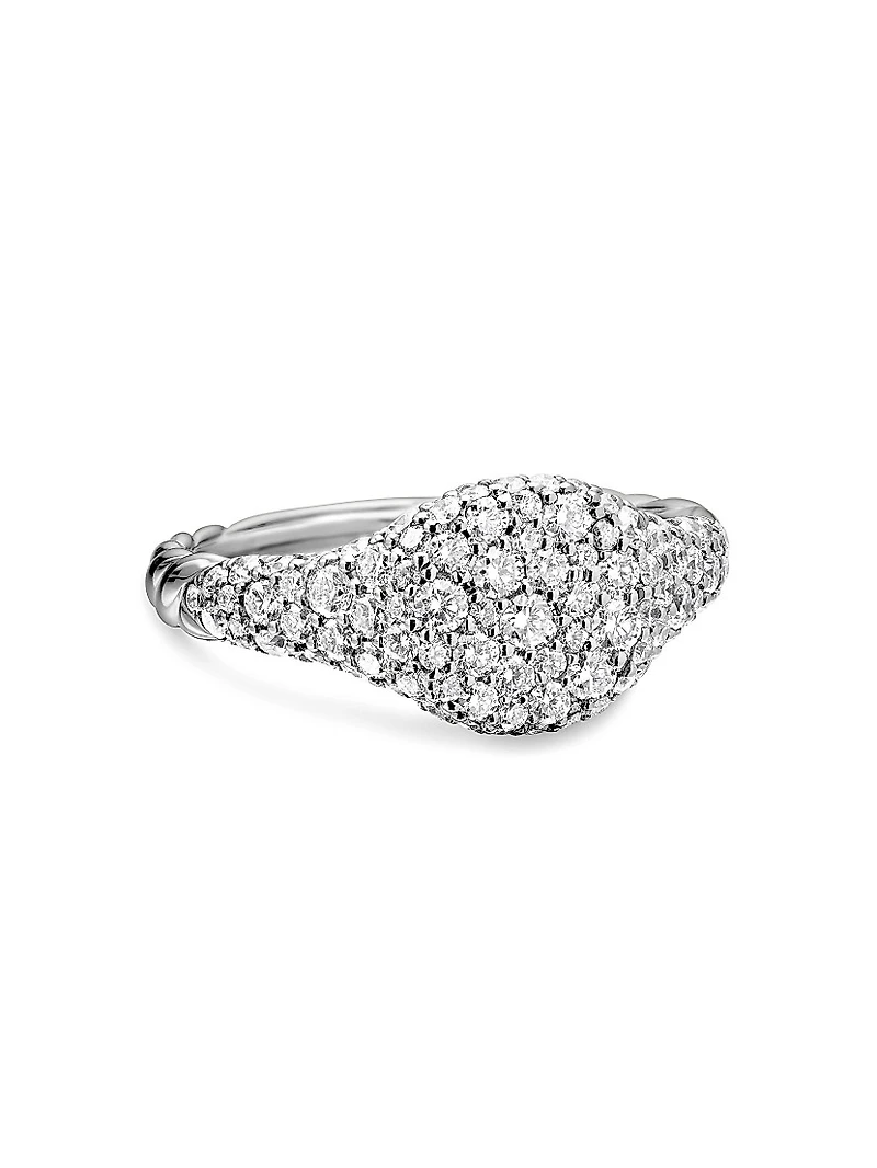 Petite Pavé Pinky Ring 18K White Gold