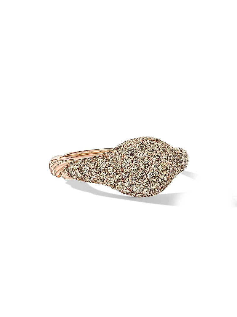 Petite Pavé Pinky Ring in 18K Rose Gold