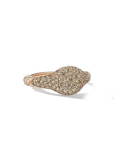 Petite Pavé Pinky Ring in 18K Rose Gold