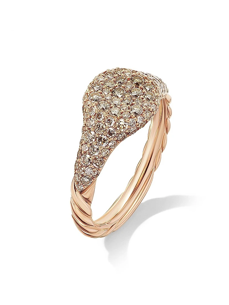 Petite Pavé Pinky Ring in 18K Rose Gold