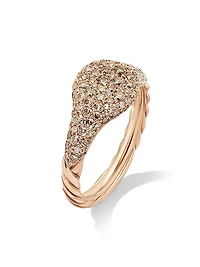 Petite Pavé Pinky Ring in 18K Rose Gold