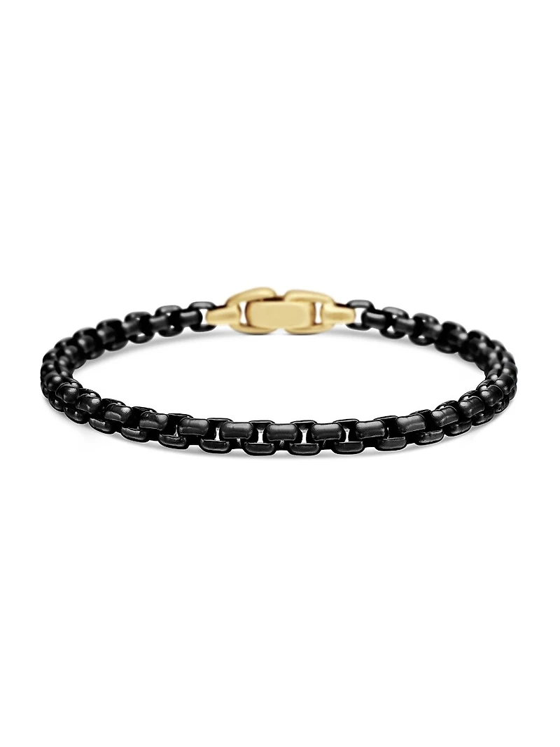 Box Chain Bracelet Stainless Steel and 14K Yellow Gold