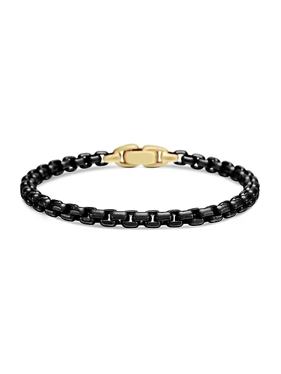 Box Chain Bracelet Stainless Steel and 14K Yellow Gold
