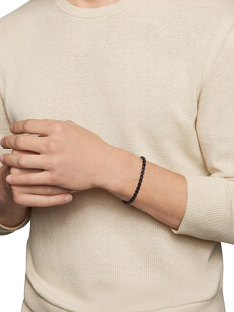 Box Chain Bracelet Stainless Steel and 14K Yellow Gold