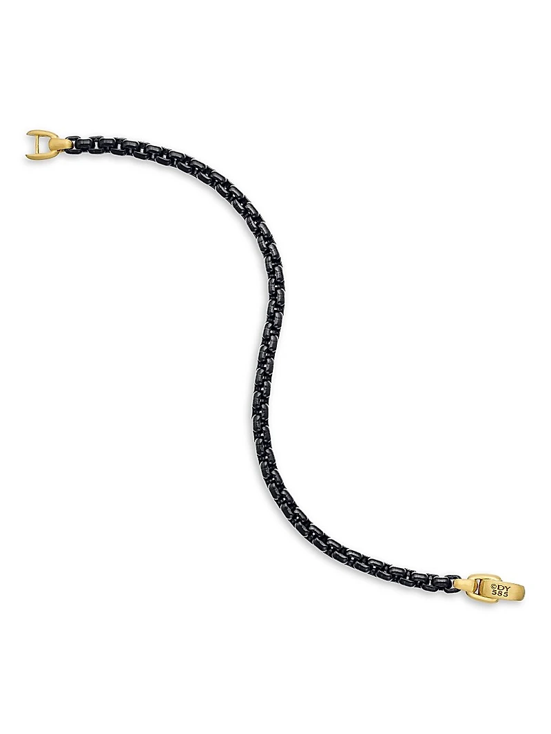 Box Chain Bracelet Stainless Steel and 14K Yellow Gold