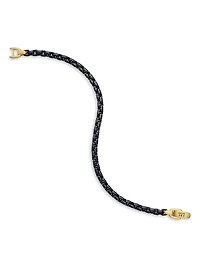 Box Chain Bracelet Stainless Steel and 14K Yellow Gold