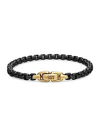 Box Chain Bracelet Stainless Steel and 14K Yellow Gold