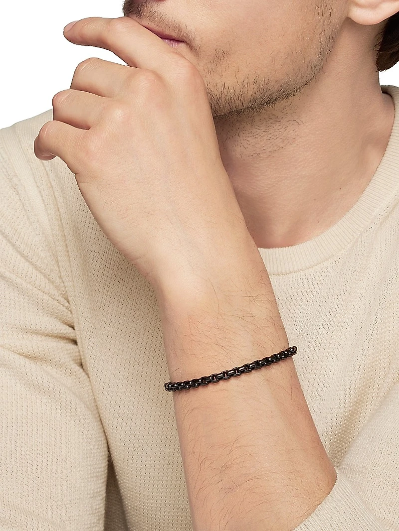 Box Chain Bracelet Stainless Steel and 14K Yellow Gold