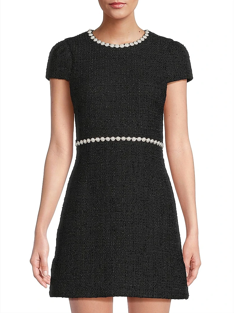 Morley Tweed Pearl-Embellished Minidress