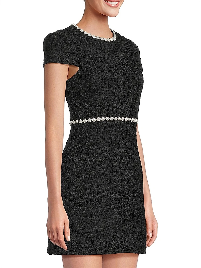 Morley Tweed Pearl-Embellished Minidress