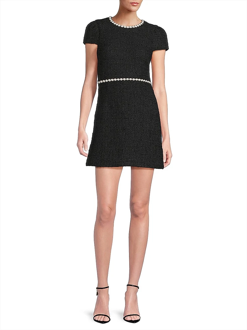 Morley Tweed Pearl-Embellished Minidress