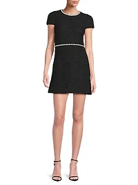 Morley Tweed Pearl-Embellished Minidress