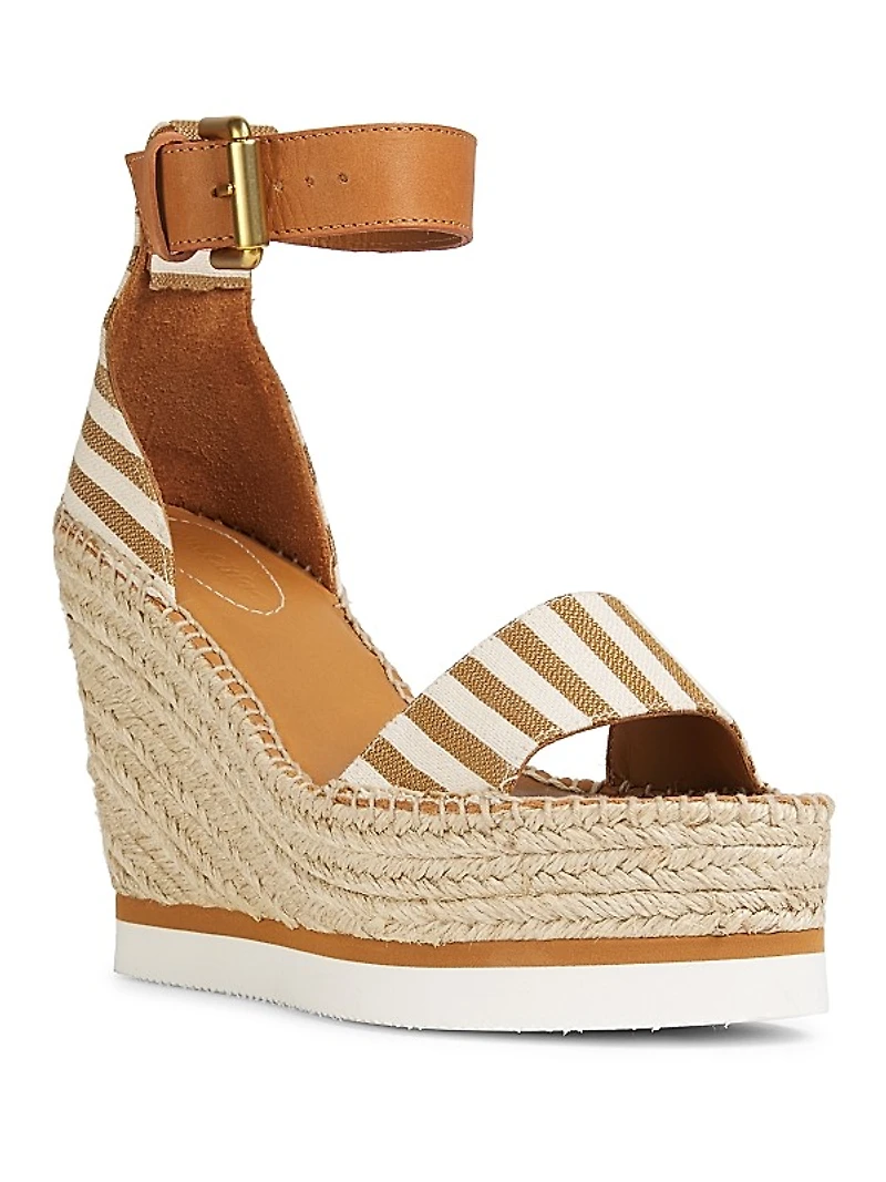 Glyn 110MM Striped Espadrille Platform Wedge Sandals
