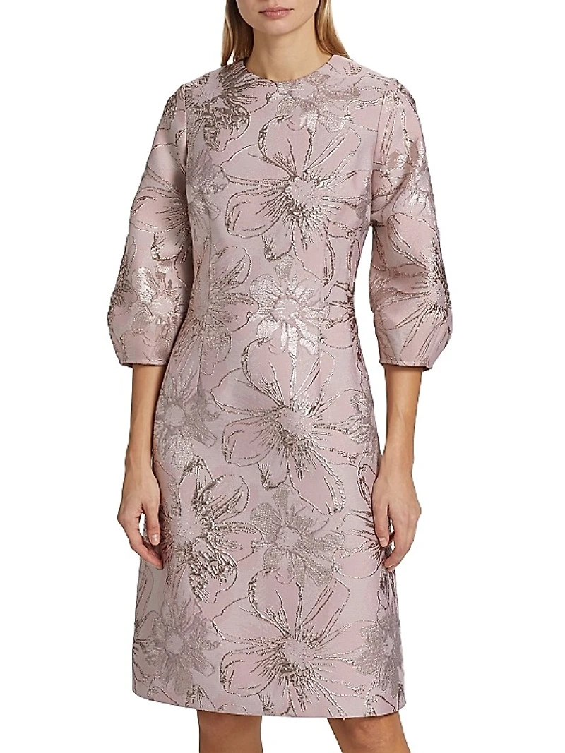 Floral Jacquard A-Line Dress