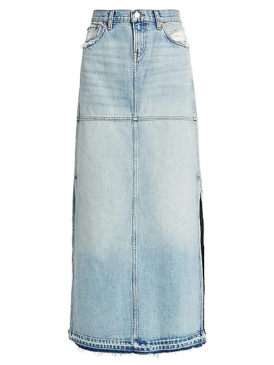 Distressed A-Line Denim Skirt