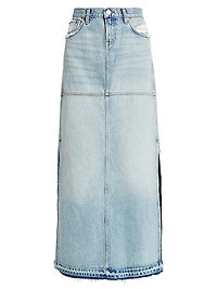 Distressed A-Line Denim Skirt