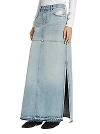 Distressed A-Line Denim Skirt