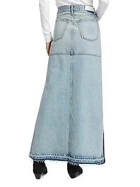Distressed A-Line Denim Skirt