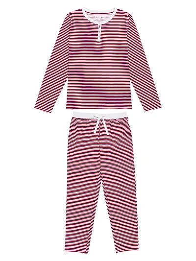 Women's Stripe Jersey Long Pajama Set