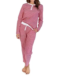 Women's Stripe Jersey Long Pajama Set