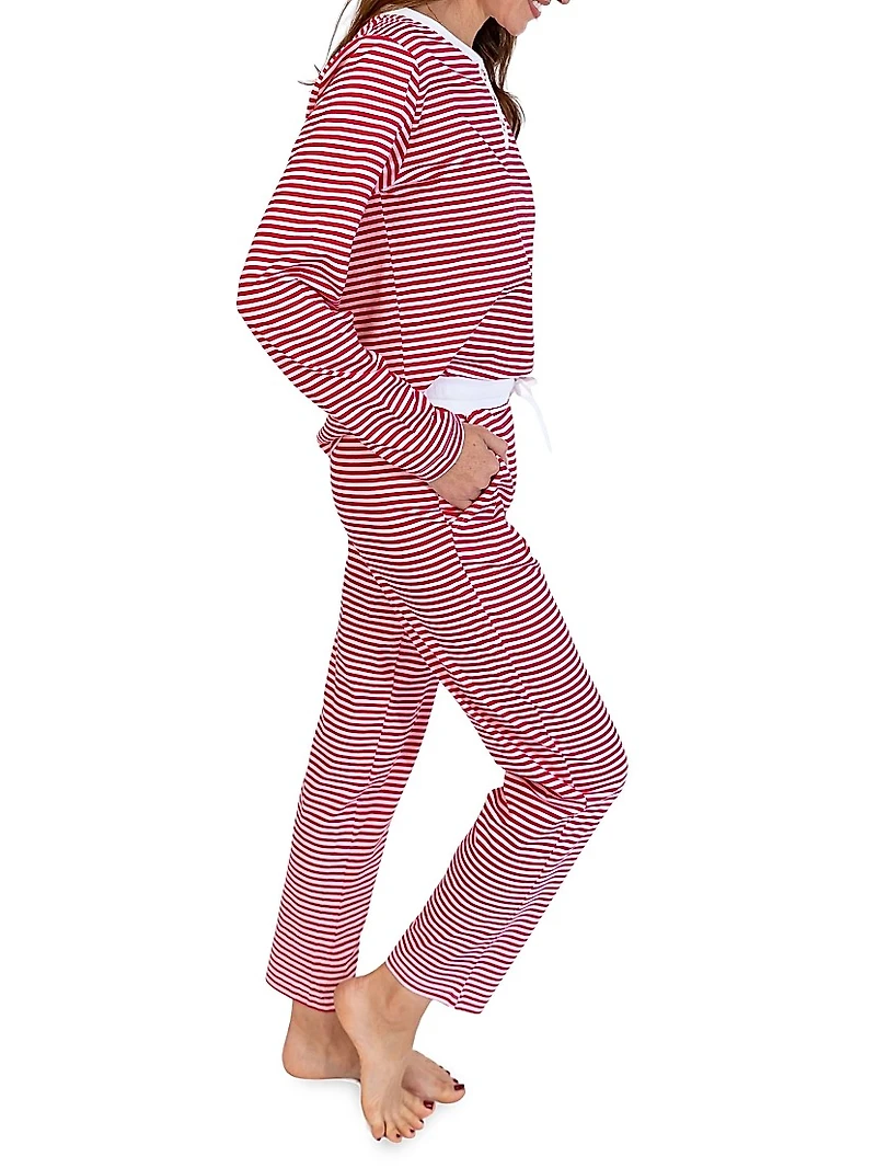 Women's Stripe Jersey Long Pajama Set