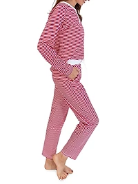 Women's Stripe Jersey Long Pajama Set