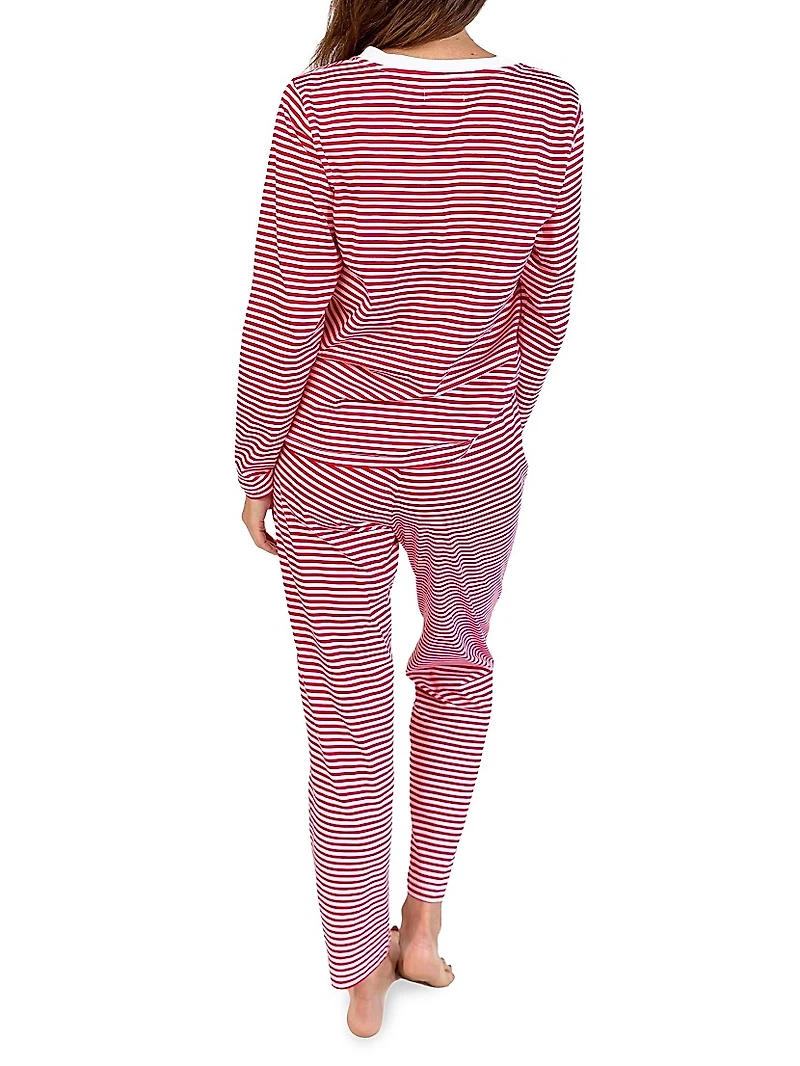 Women's Stripe Jersey Long Pajama Set