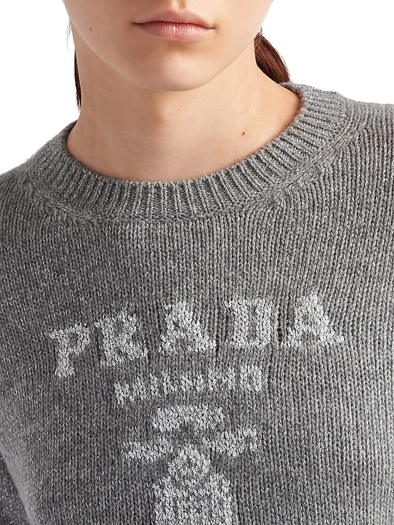 Wool Cashmere and Lamé Crew-Neck Sweater