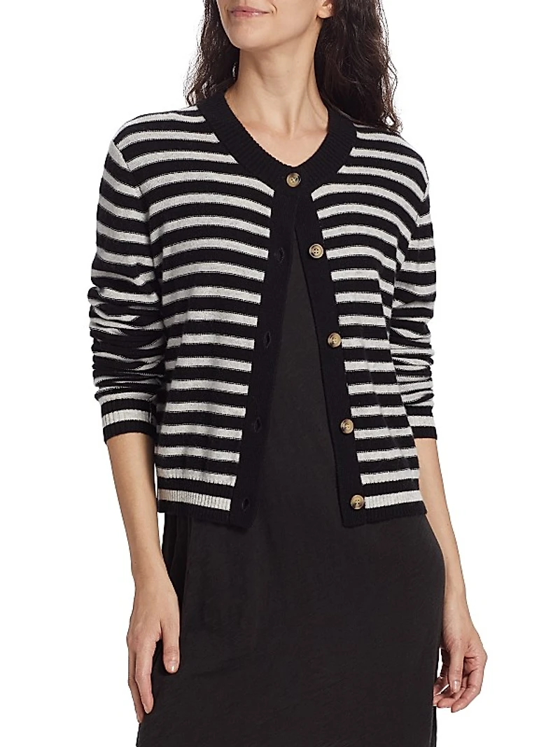 Stripe Wool-Cashmere Cardigan