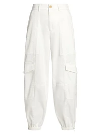 Washed Cotton Twill Cargo Pants