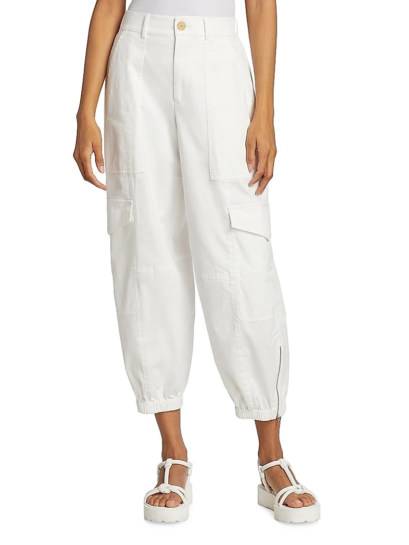 Washed Cotton Twill Cargo Pants